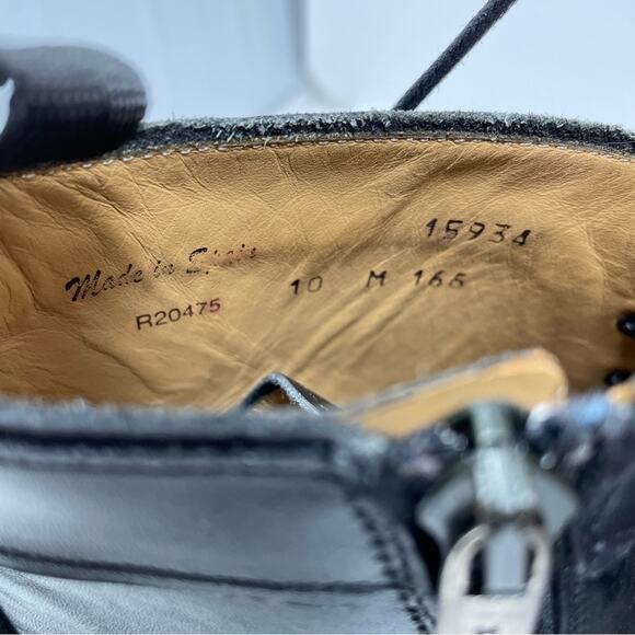 Mezlan Black Leather Burnished Calfskin Hybrid Hi Top Lace Up Ankle Boots men 10 - Picture 13 of 16